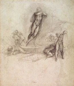 Studie voor een hemelvaart door Michelangelo Buonarroti